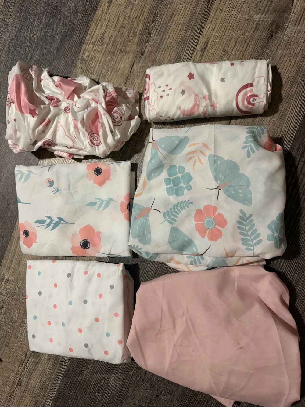 6-Pack Baby Girl Bassinet Fitted Sheets Pink Floral Butterfly New